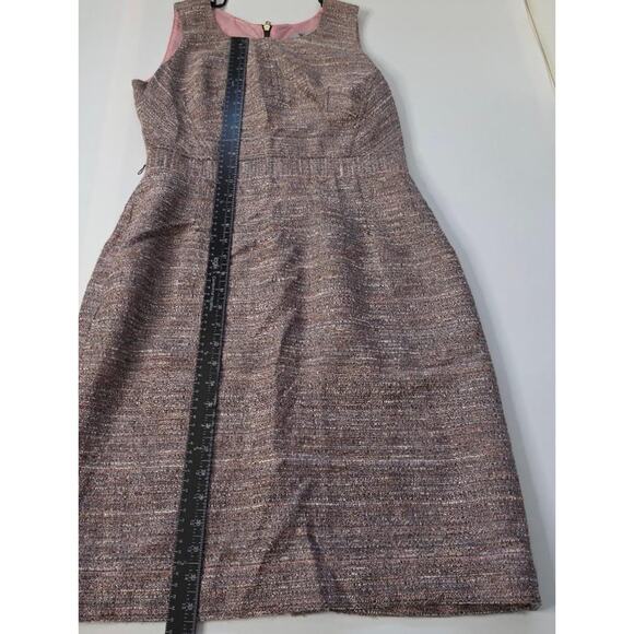 Worthington Dress Women's 8 Brown Pink Tweed Sheath Sleeveless Exposed Back Zip - Picture 8 of 16